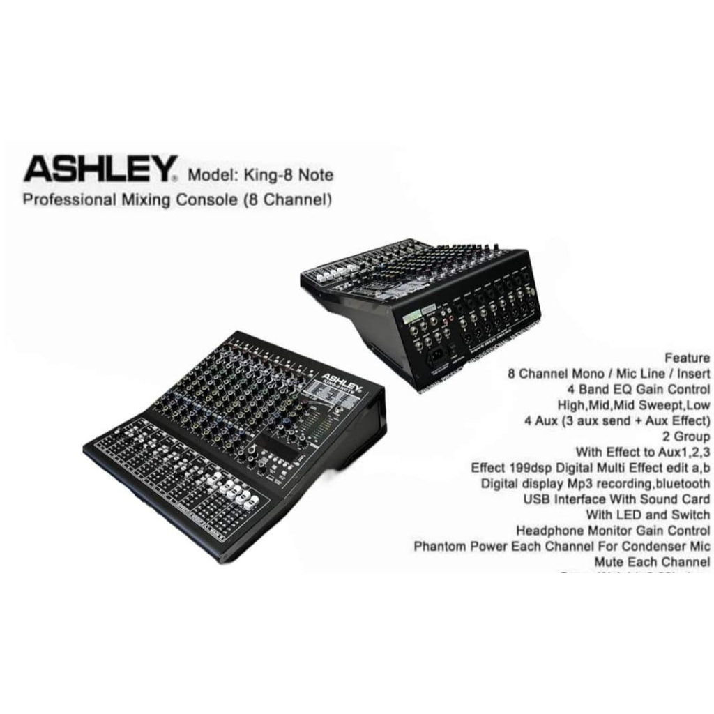 Mixer Ashley King 8 Note Original 8 Channel Interface USB - Bluetooth
