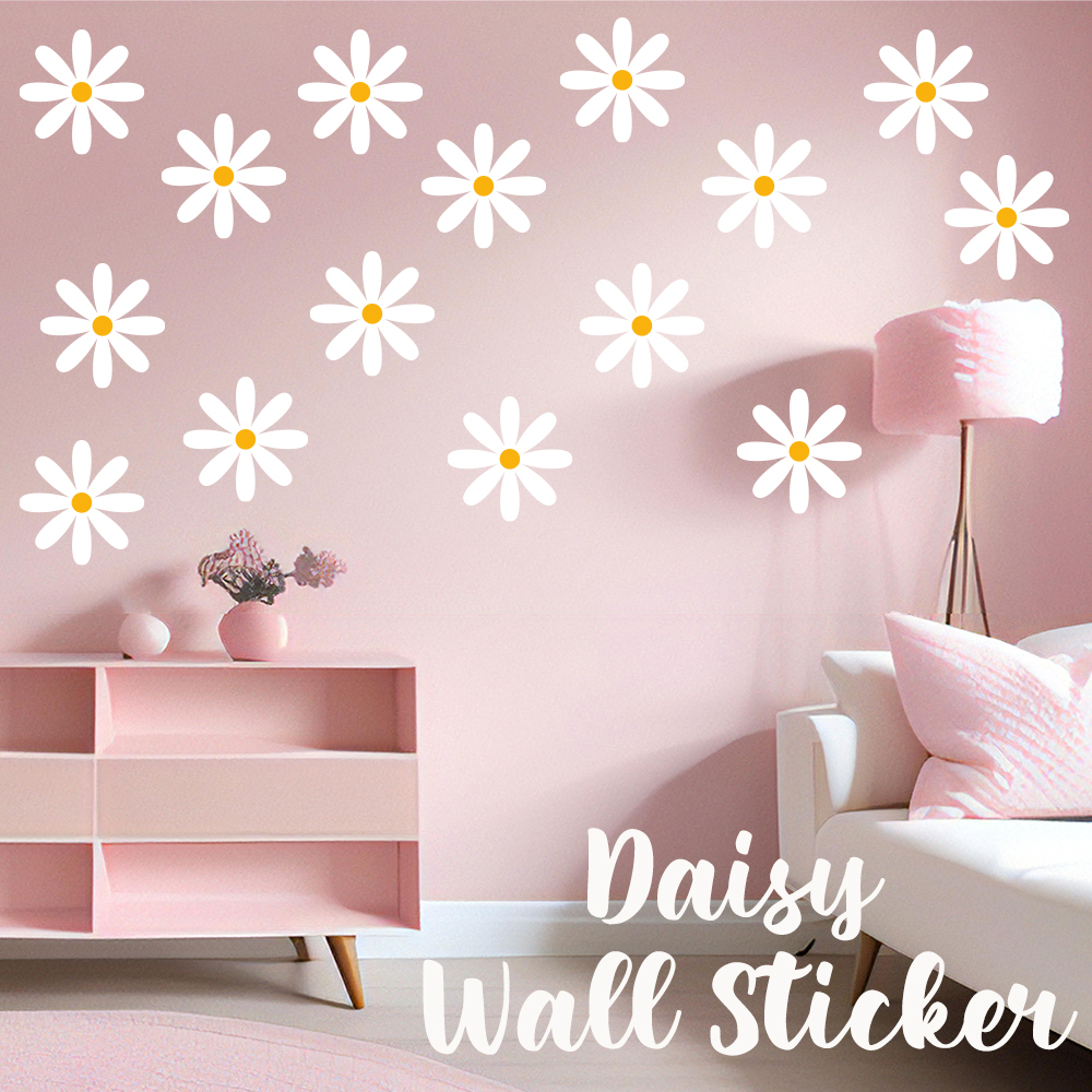 Stiker Dinding Bunga Daisy Flower , Wall Sticker Aesthetics