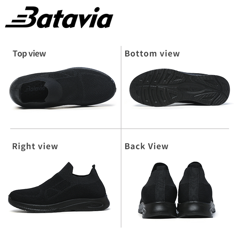 EXCLUSIVE Batavia Sepatu kets wanita sepatu rajut hitam canggih bernapas sepatu kets hitam sepatu