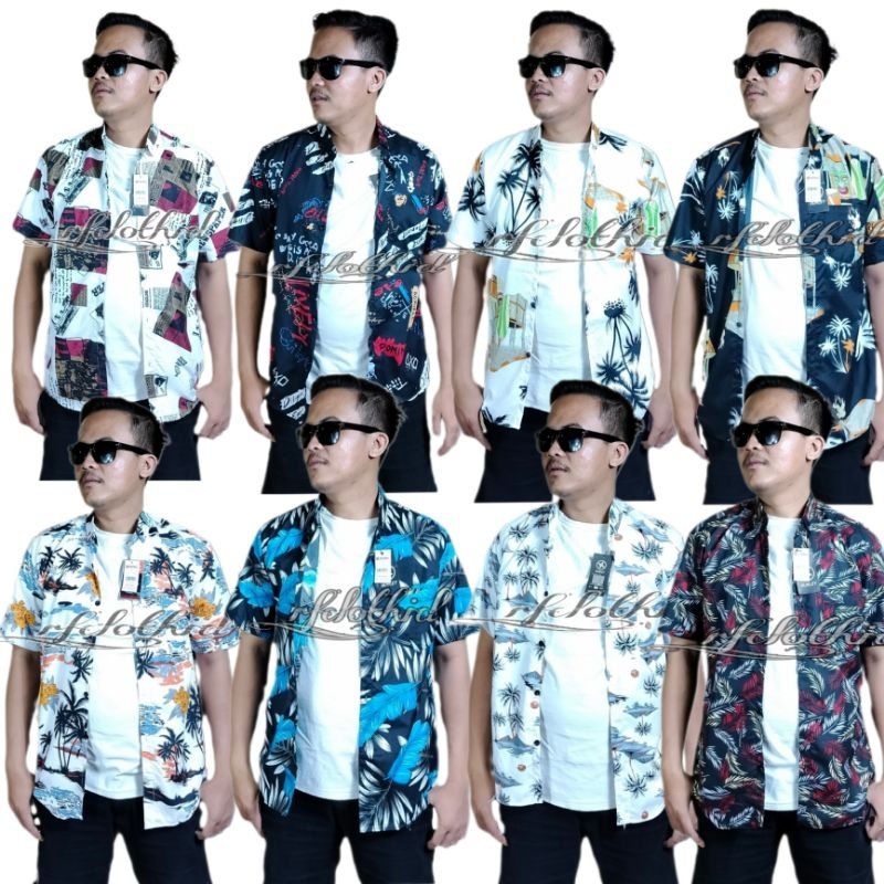 Kemeja Motif Pantai Koran Daun Abstrak Pria Lengan Pendek | Hem Hawaii Pria Premium Distro