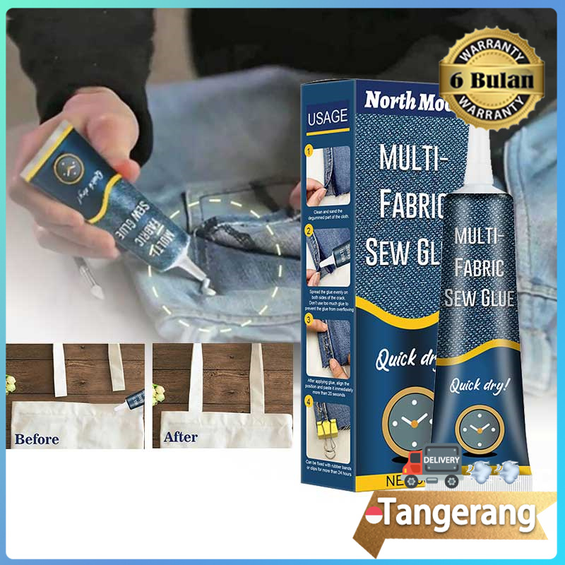 50ml Lem Kain Untuk Baju Sew Glue Robek Praktis Tanpa Jahit Tempel Emblem Kain Robek Bolong Gorden R