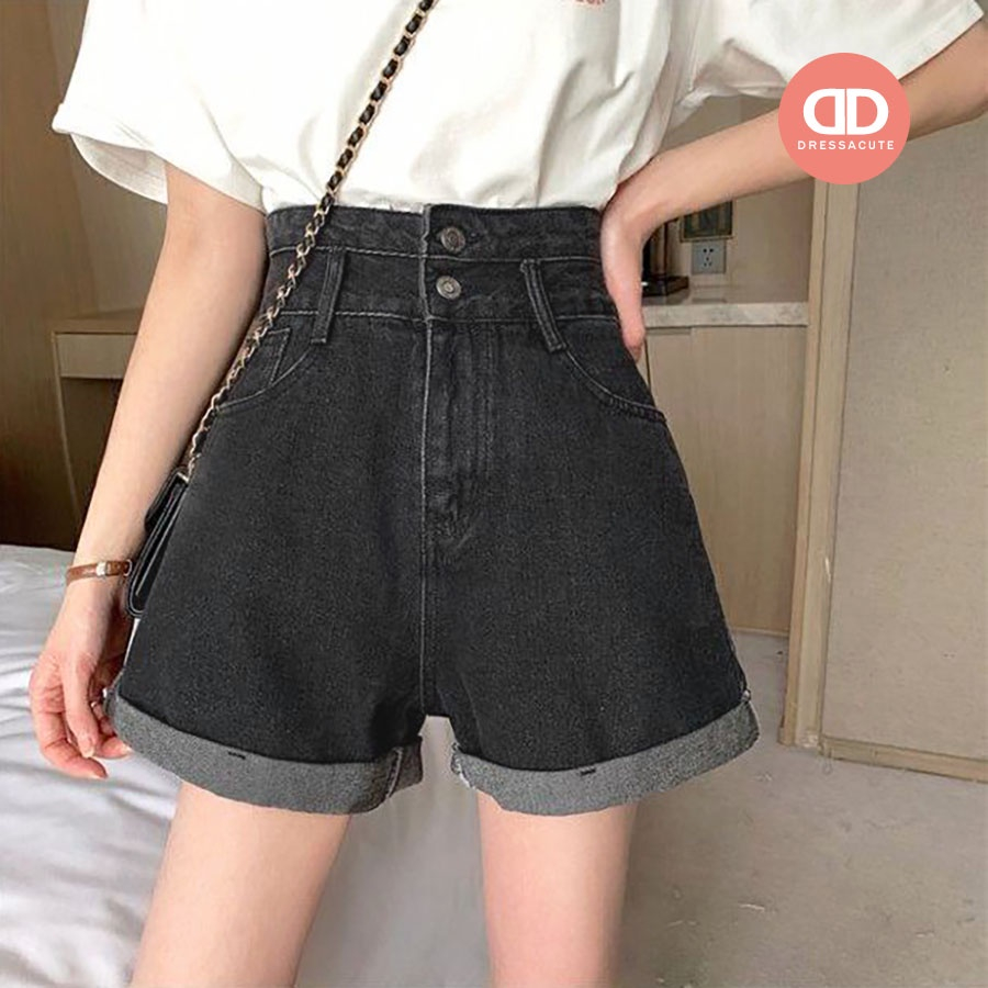 Short Pants High waist Hot Pants Celana Pendek Jeans Wanita Korea Style Motif Bordir Love