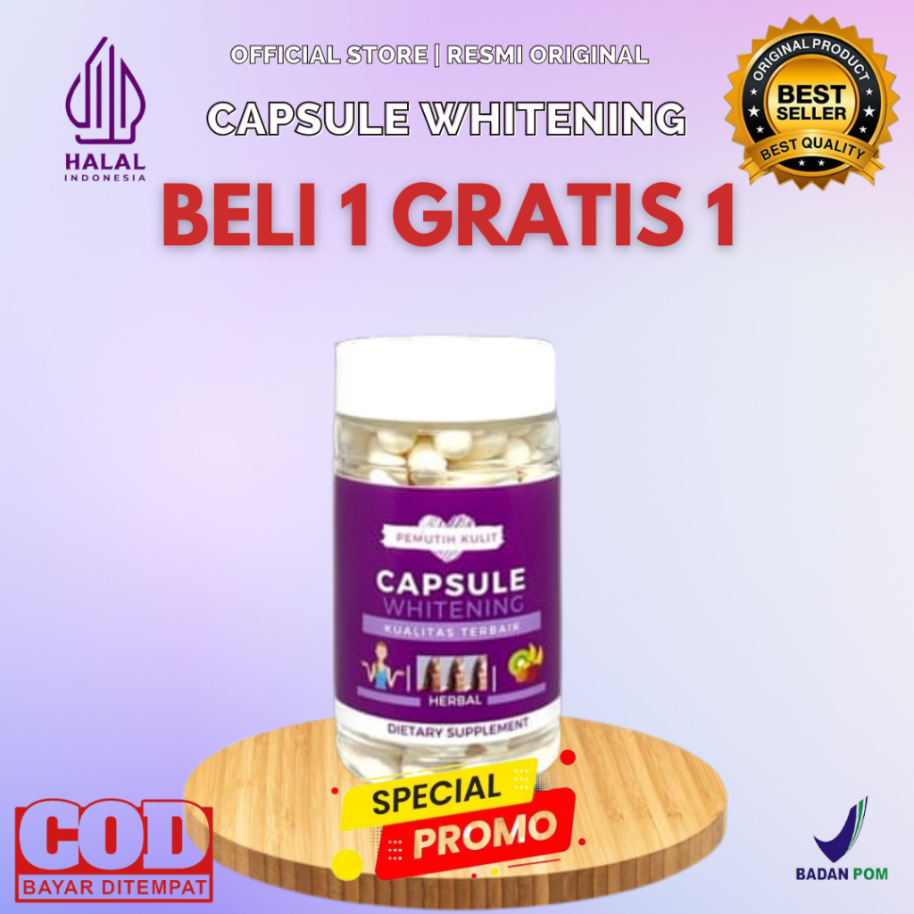 BELI 1 GRATIS 1 GLUTATHIONE PLATINUM WHITENING CAPSULE UNGU SUPLEMEN PEMUTIH BADAN ALAMI COLLAGEN PE