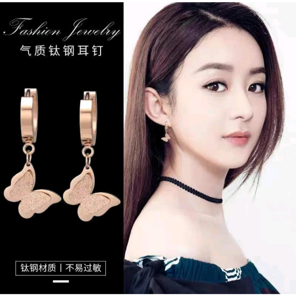 Anting Klip Wanita Titanium Anti Karat - Anting Asli Original Stainless Steel Aman