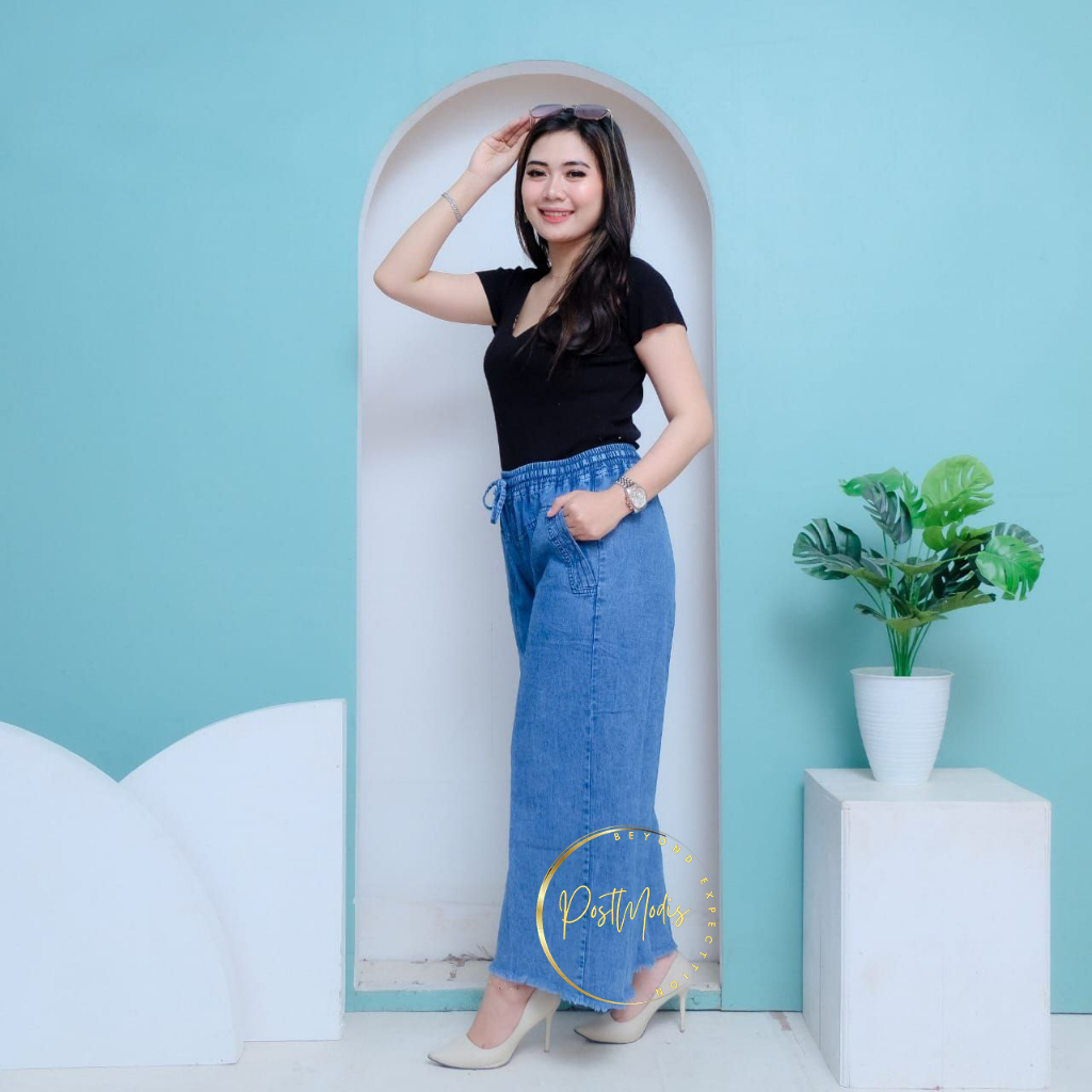 INARA KULOT RAWIS JEANS SNOW BLUE DAN SNOW BLACK RCS