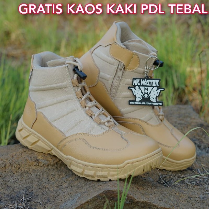 Sepatu Pdl Ninja Pendek Warna Cream Dan Hitam Kulit Sapi Asli Merk MR MASTER Sepatu Pdl Lantas Satpo