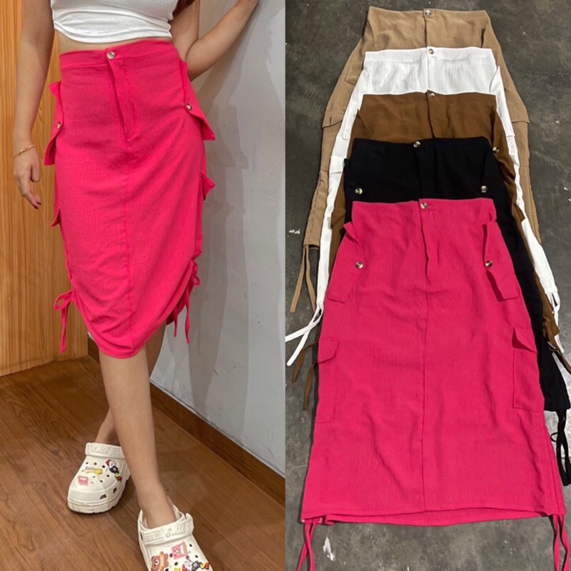 Rok Cargo Serut Wanita Crinkle Airflow