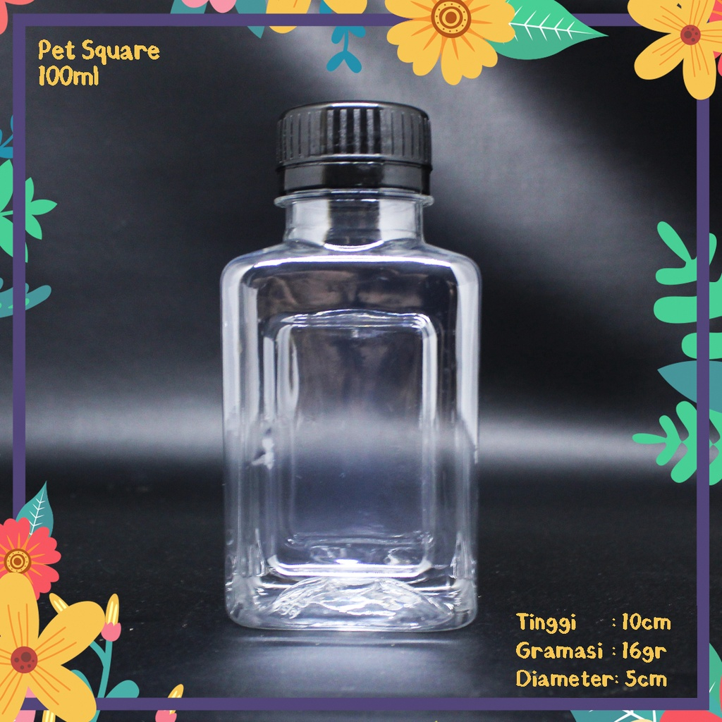 BOTOL PLASTIK PET KOTAK 100ML LN TEBAL KEMASAN MINUMAN KOPI JUS SUSU MADU JELLY SYRUP VITAMIN UNIK P