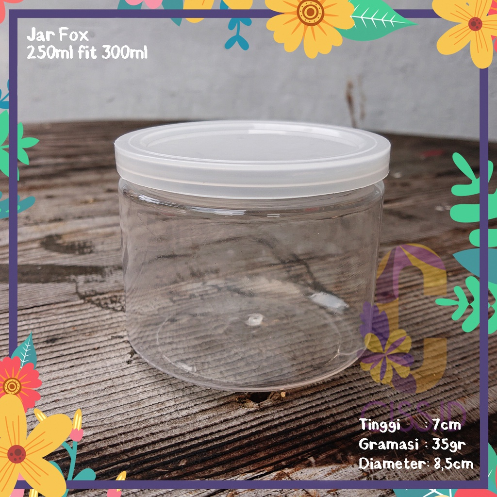 10 PCS JAR FOX 250ML 300ML (10 PCS) KUE COOKIES TUTUP PLUG PET FOODGRADE TOPLES PLASTIK BULAT TABUNG