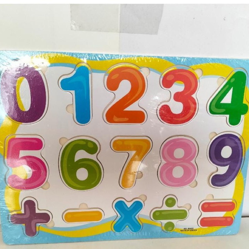 Mainan edukasi puzzle kayu bergambar huruf angka