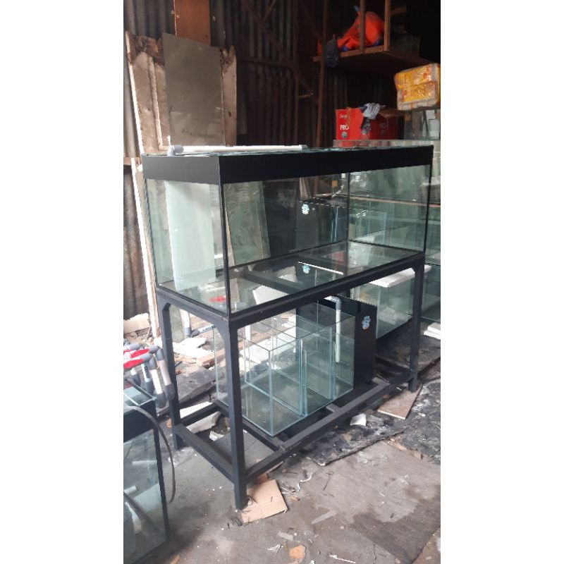 aquarium kaca 120x50x50 set rak