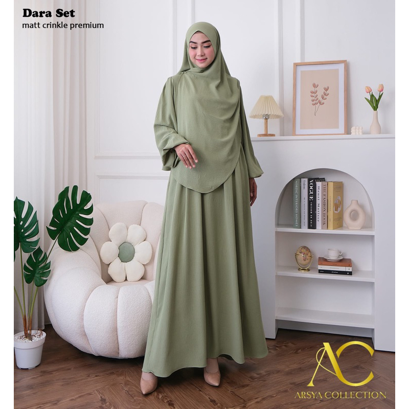 DARA SET/BAHAN CRINKLE AIRFLOW PREMIUM/GAMIS SET PHASMINA OVAL/ORI ARSYA/GAMIS SET TERBARU/GAMIS POL