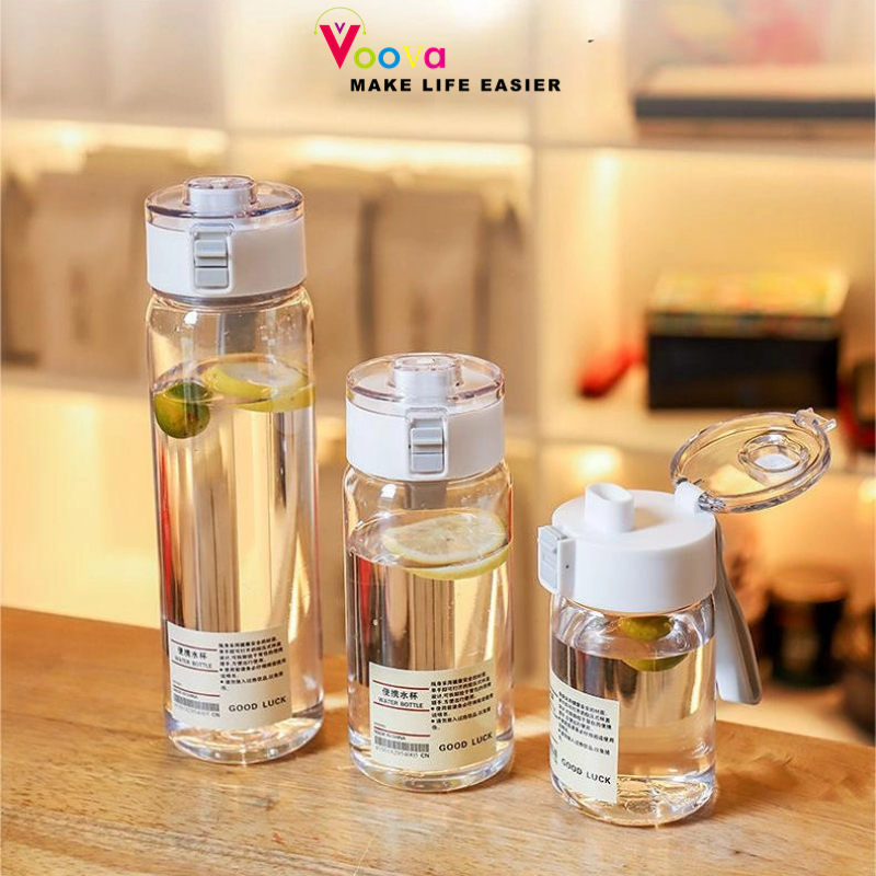 VOOVA Botol Minum Putih Transparan 350 550 1000 ml / Bening Estetik Botol Air Minum / Botol Transpar