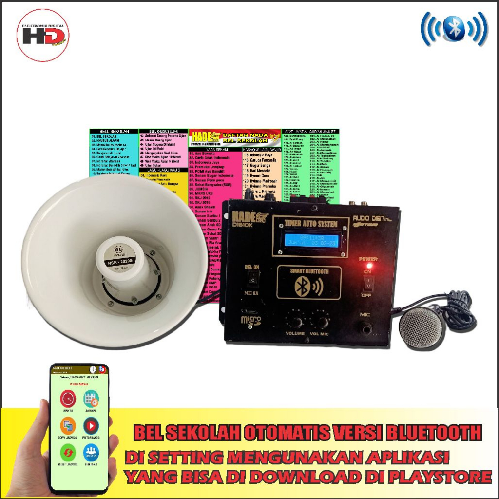 BEL SEKOLAH OTOMATIS SETING ANDROID 1 SPEKER LENGKAP