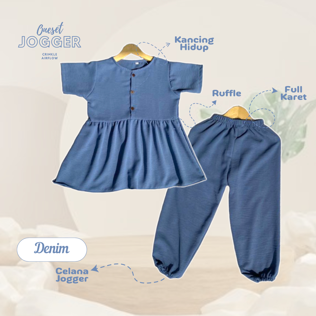 BAJU ANAK SETELAN JOGER ANAK PEREMPUAN//STELAN CRINKLE AIRFLOW