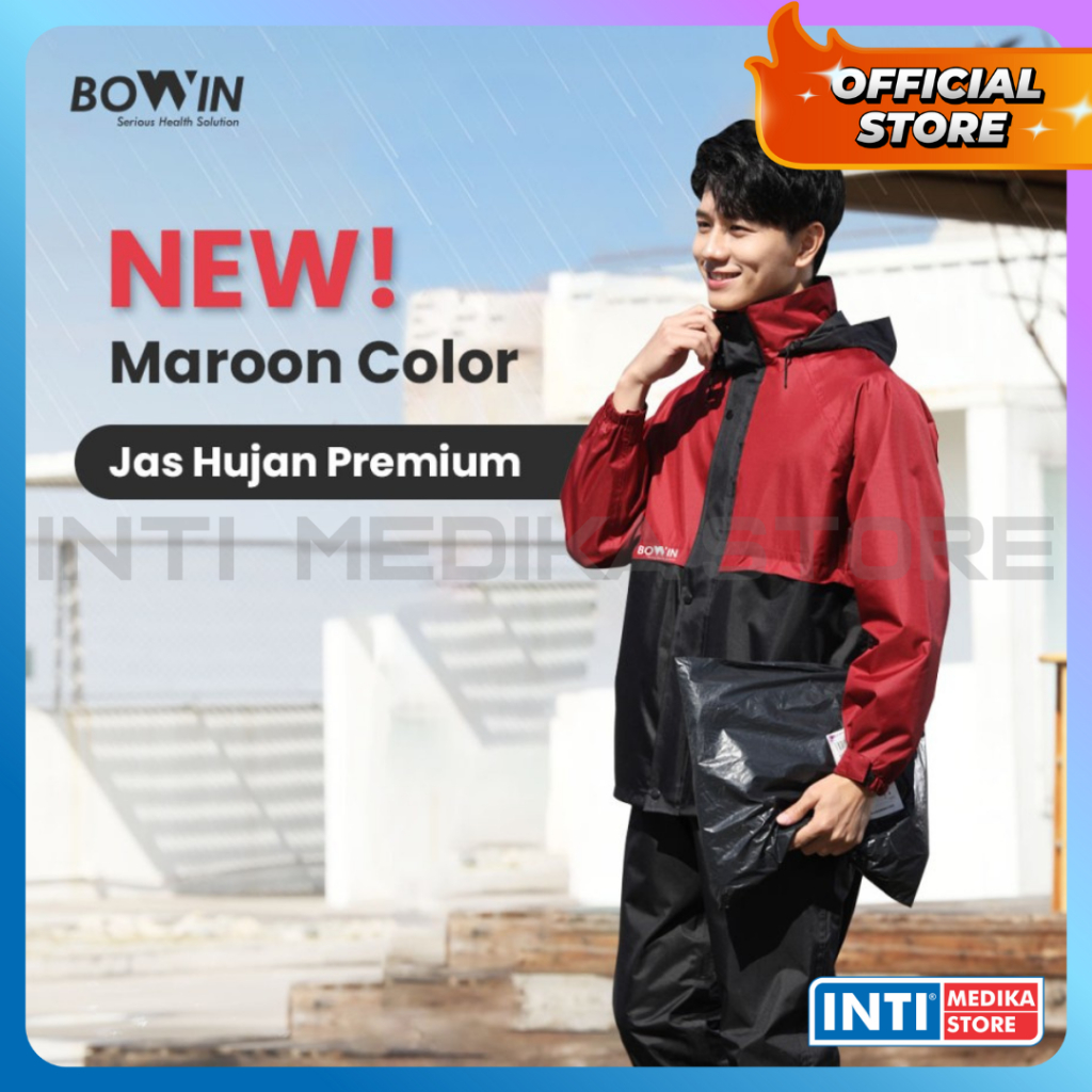 BOWIN - Jas Hujan PREMIUM Reflektif dengan Face Shield & Anti Rembes