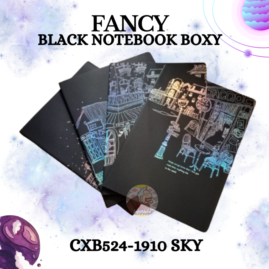 

[PCS] BLACK NOTE BOOK / NOTEBOOK / BUKU CATATAN FANCY CXB524-1910 SKY BOXY