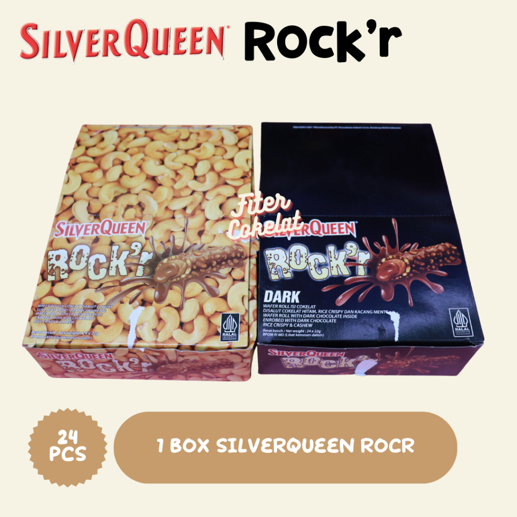 

SILVERQUEEN ROCK'R 1box isi 24pc/ COKLAT SILVERQUEEN ROCKR MILK & DARK