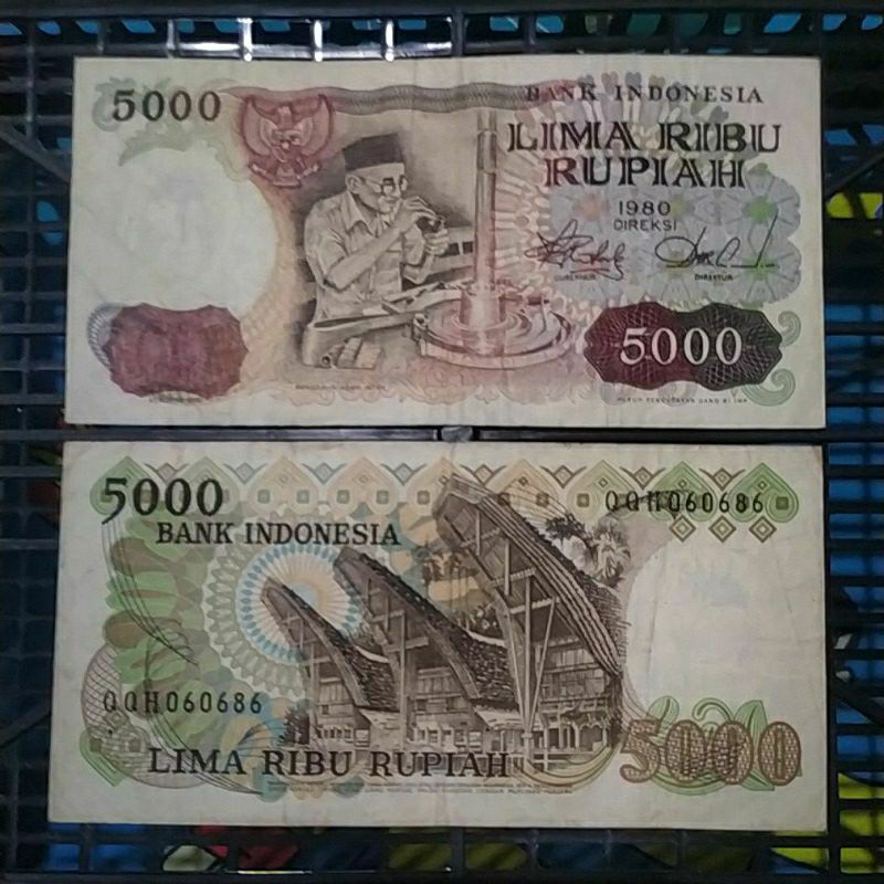uang kuno 5000 pengasah intan tahun 1980