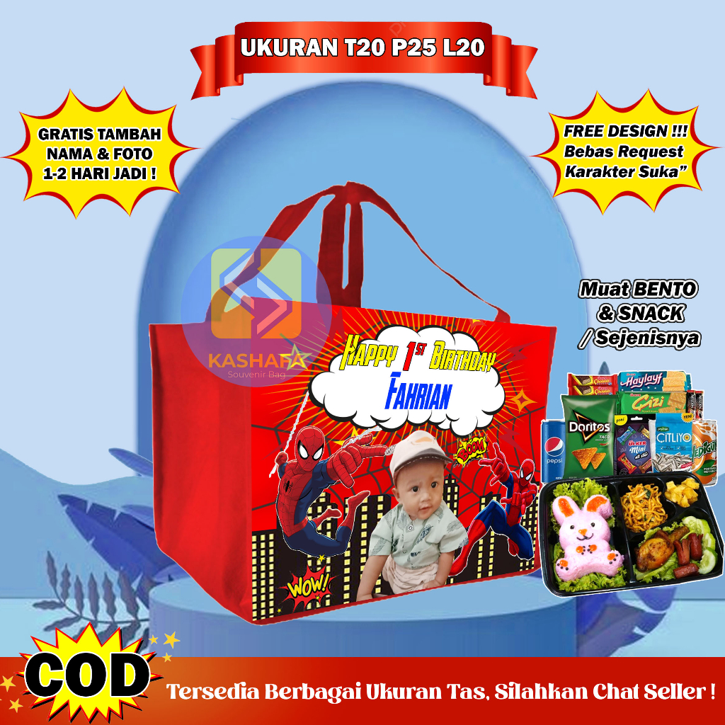 

Tas Ultah Box Bento / Tas Bento Custom Gratis Nama dan Foto / Tas Ultah Custom Muat Bento / Goodie Bag Box Bento / Tas Ultah Bento Murah / Goodie Bag Ulang Tahun / Tas Ultah Terlaris / Tas Ulang Tahun / Tas Souvenir Ulang Tahun / Tas Ultah Free Design