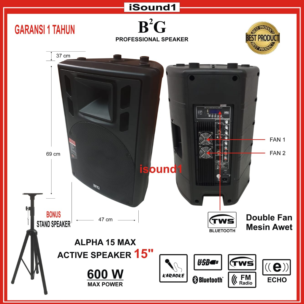 SPEAKER AKTIF B2G ALPHA 15 MAX 15 INCH 15 IN SPEAKER MONITOR IMPORT