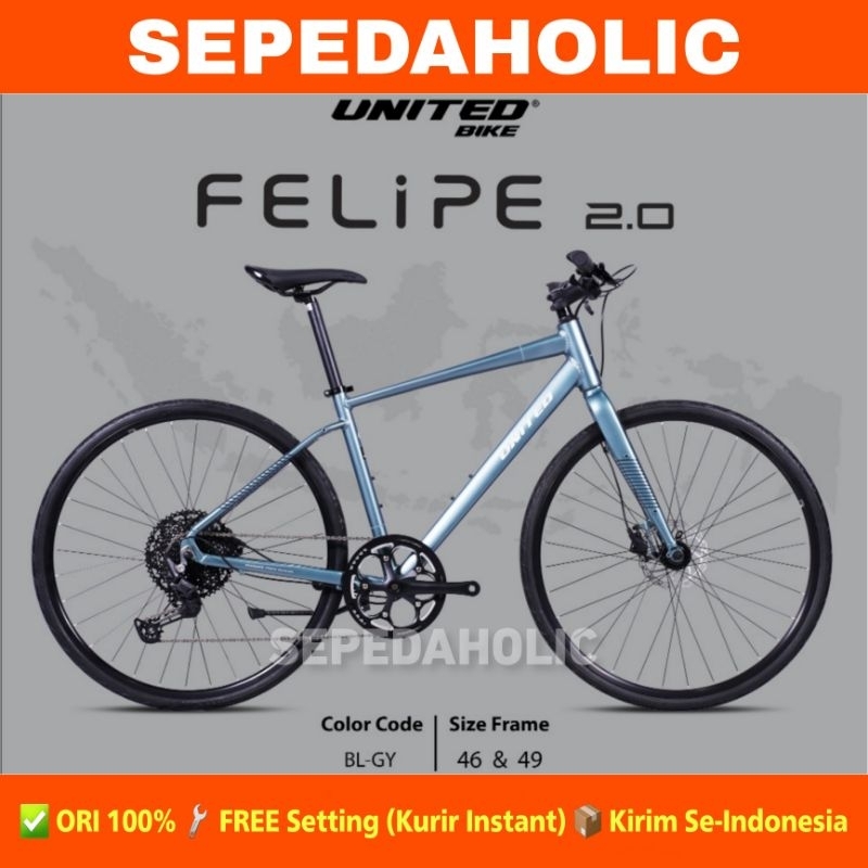 Sepeda Hybrid Roadbike UNITED FELIPE 2.0 Alloy 700C 11 Speed Balap
