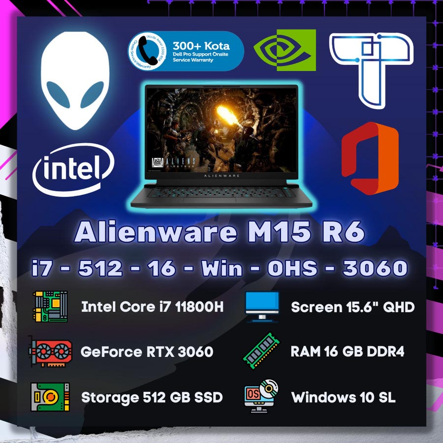 Laptop Gaming Alienware M15 R6 - i7 - 512 - 16 - Win - OHS - RTX 3060