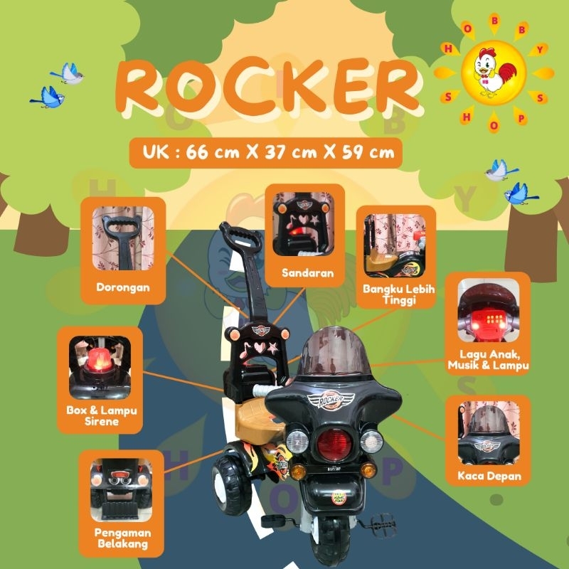 shp rocker 673 mainan anak sepeda harley musik - tricycle anak - sepeda anak musik shp