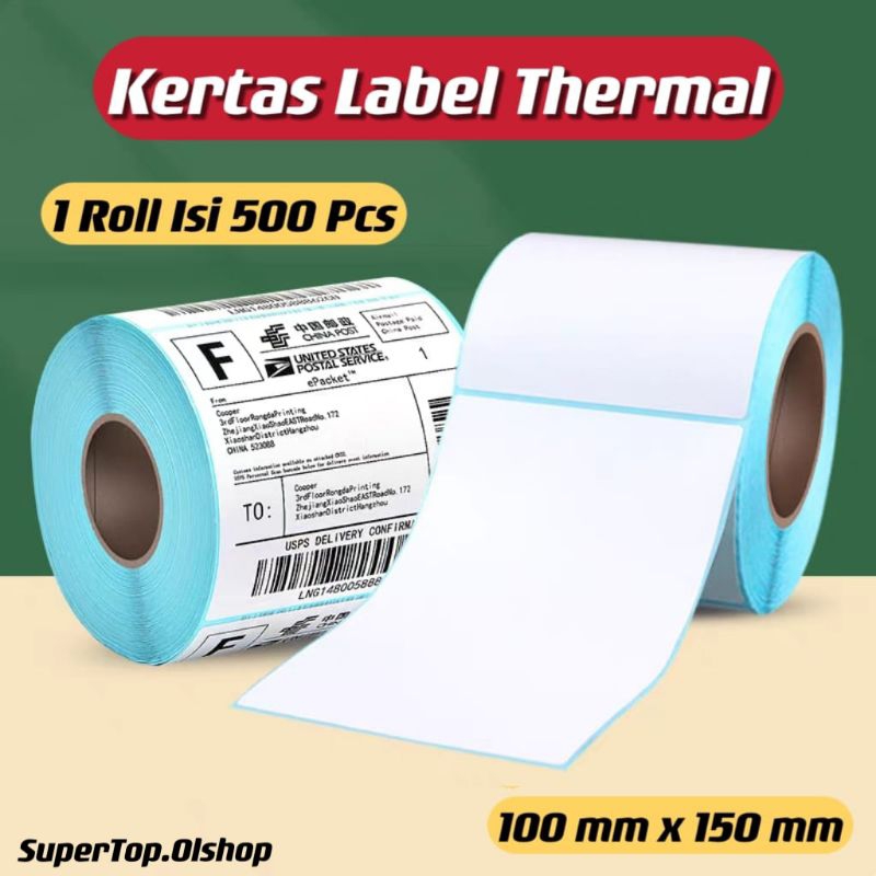 

Label Bercode Murah 100x 150 A6 Kertas Stiker thermal 500pcs⭐ Supertop ⭐