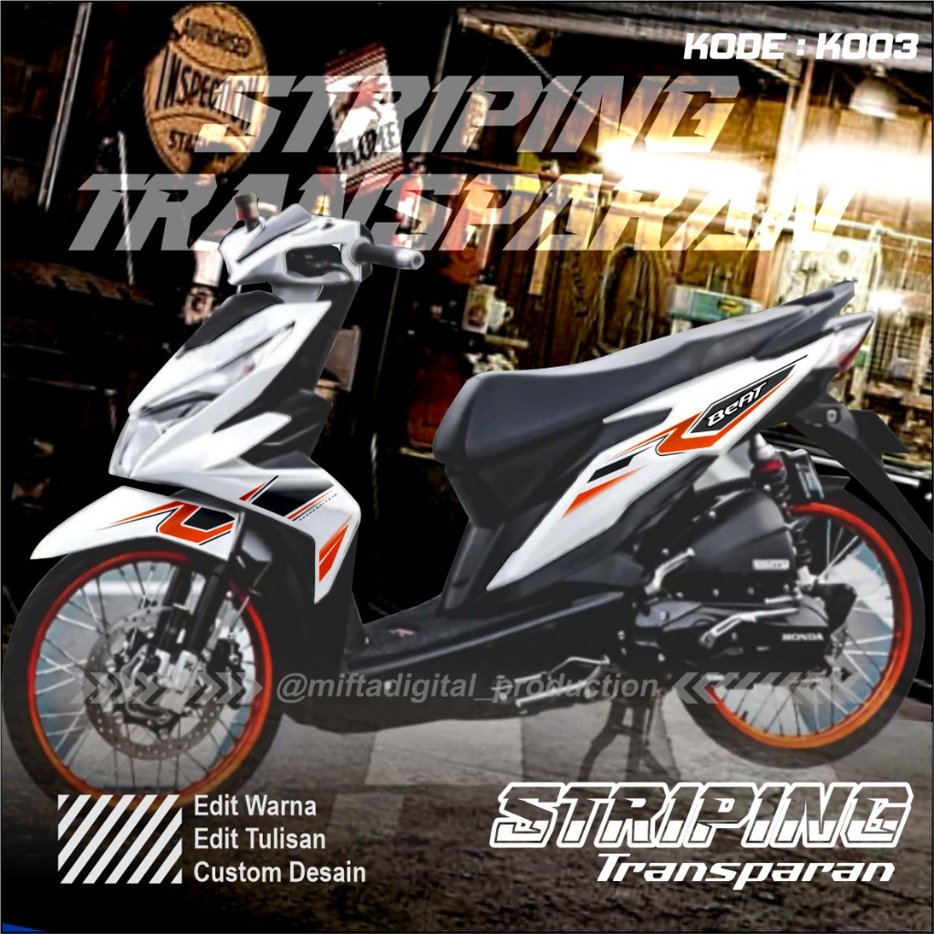 Striping Transparan Beat Street Full Body - Beat FI - Beat Esp - Beat Street Esp - Striping Sticker 