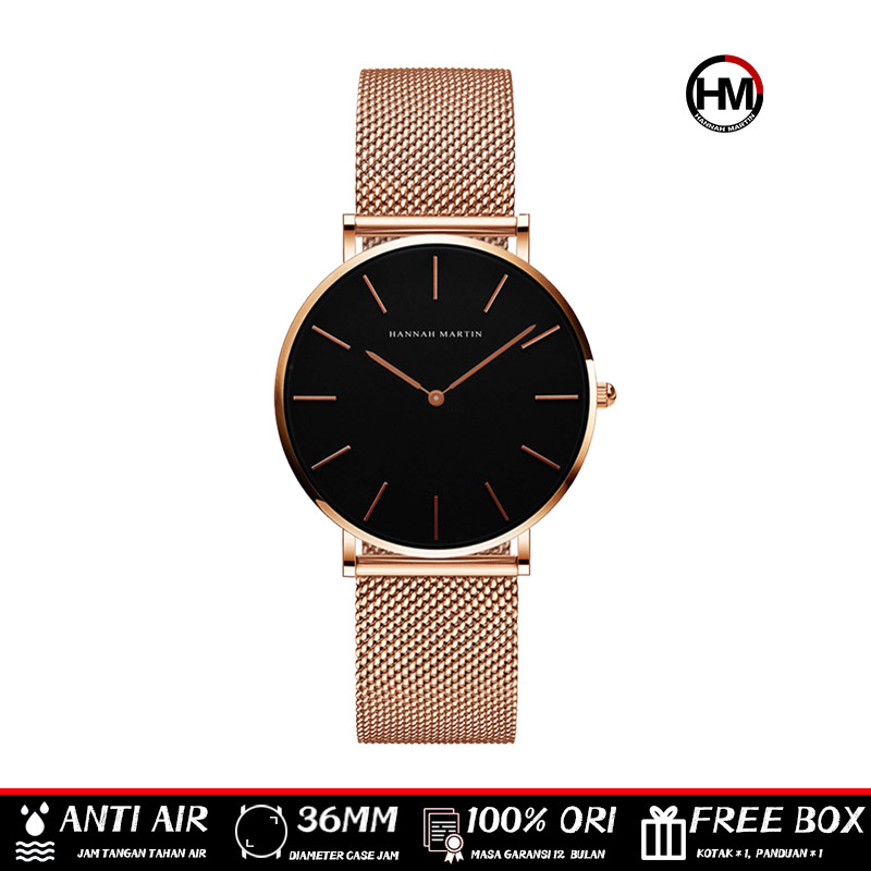 HANNAH MARTIN Jam Tangan Wanita 100% Original Tahan air CEWEK Quartz Arloji CH36W