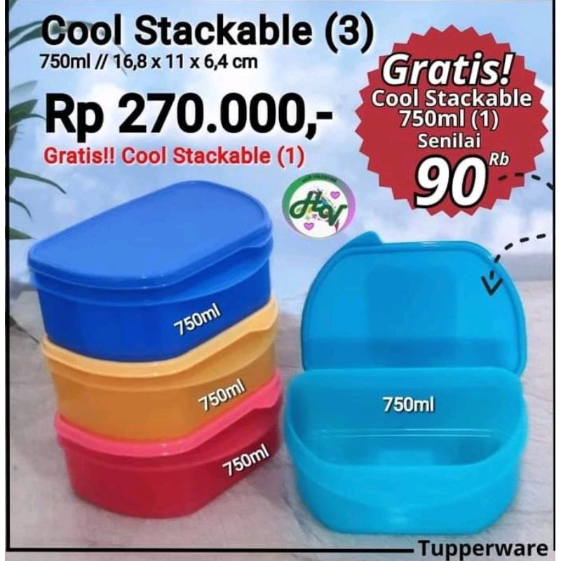 

PROMO Tuperware 4pcs Cool Stackable Uk 750ml Toples
