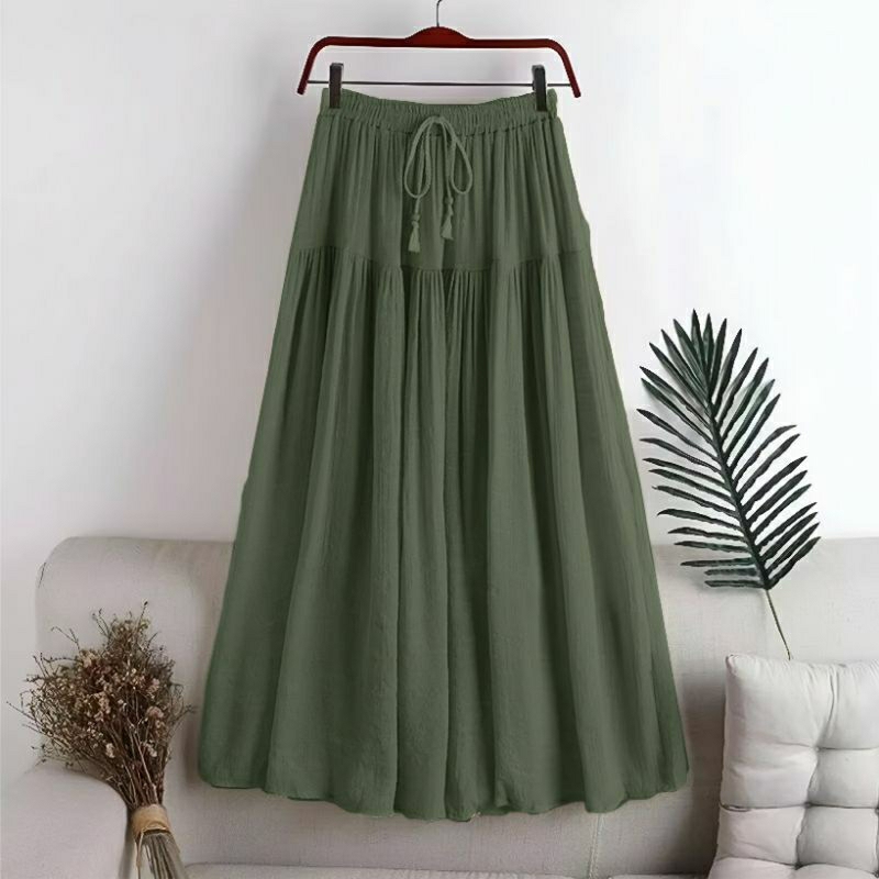 Skirt Linen Wanita Jumbo | Rok Wanita  Murah | Skirt Korea | Skirt Linen Polos fit Karet