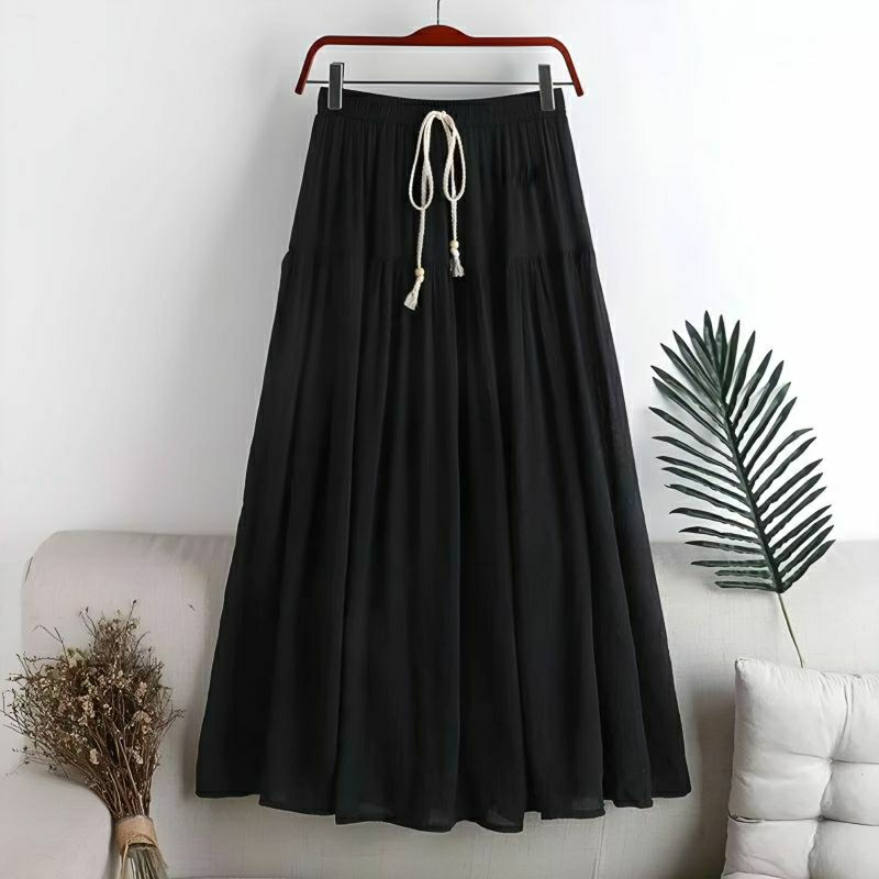 Skirt Linen Wanita Jumbo | Rok Wanita  Murah | Skirt Korea | Skirt Linen Polos fit Karet