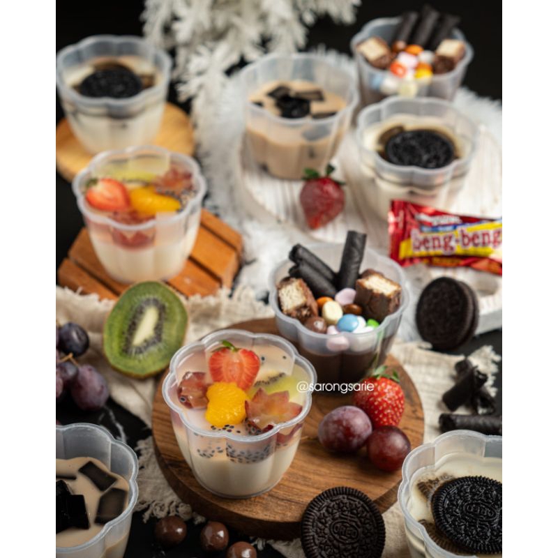 Cup Puding Pelangi isi 24pcs / Cup Pudding Pelangi / Gelas Puding Agar Bunga
