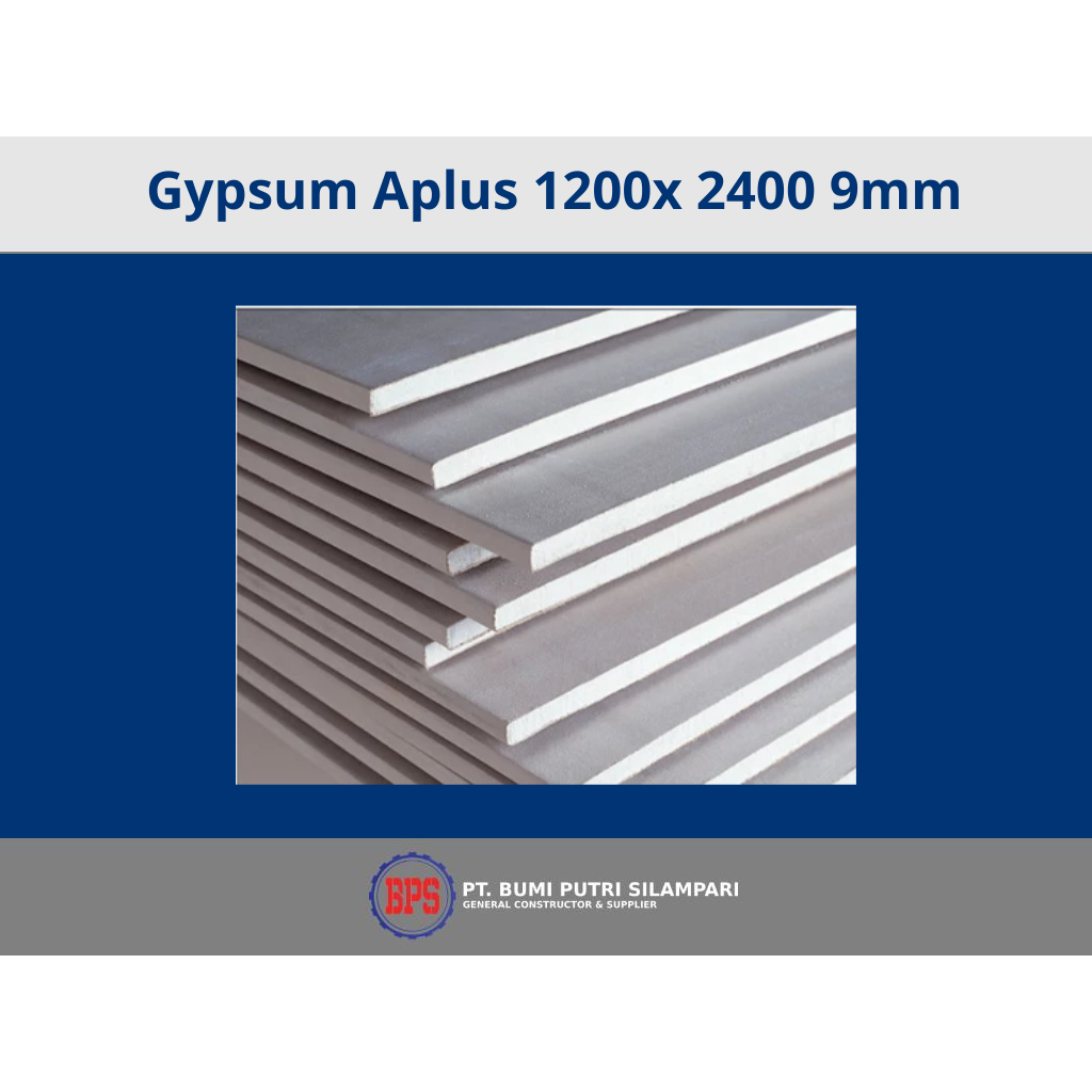 Gipsum Aplus A+ 9mm x 1200mm x 2400mm Partisi / Plafon