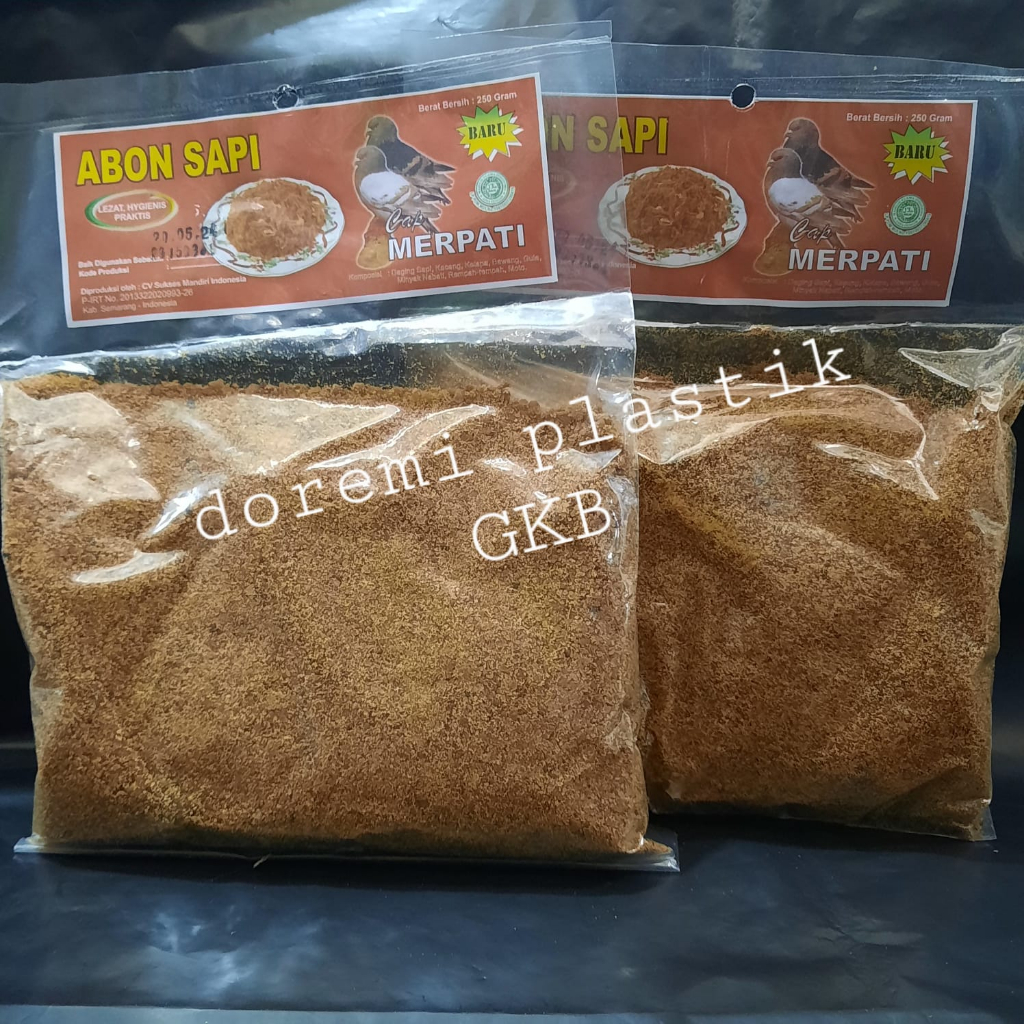 

Abon Sapi Merpati Kemasan Bag 250 Gram / Abon Sapi / isian pastel