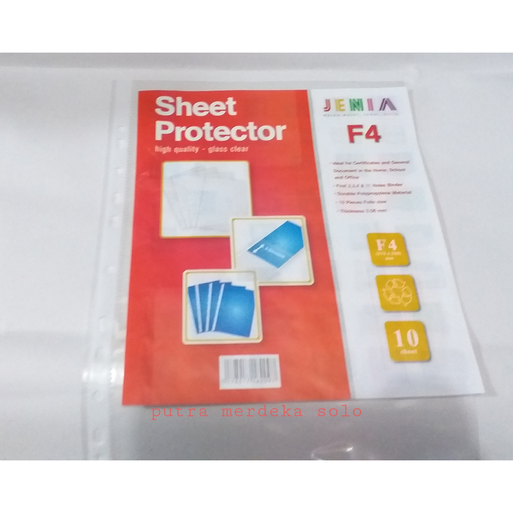 

Map Plastik Sheet Protector Jenia F4 Pelindung Kertas Jenia Folio