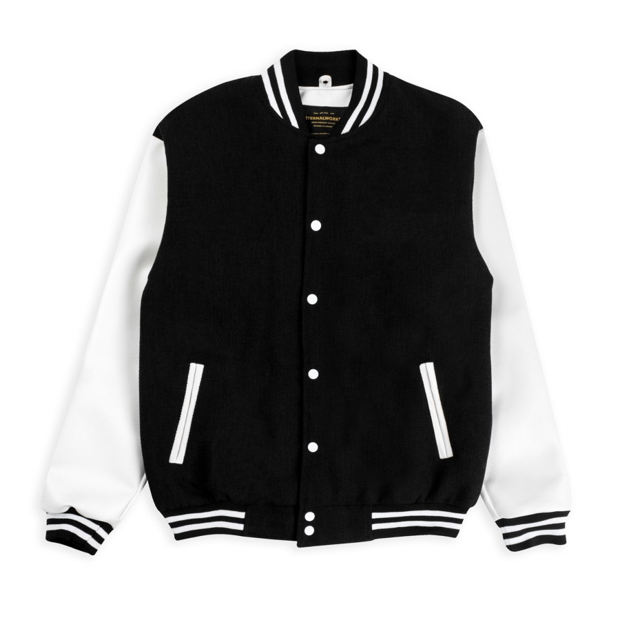 ETERNALWORKS - Varsity Jacket Black White