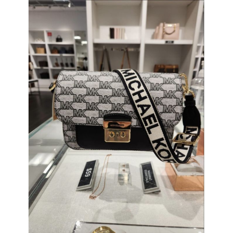 MK Sloan medium editor shoulder bag sign black n