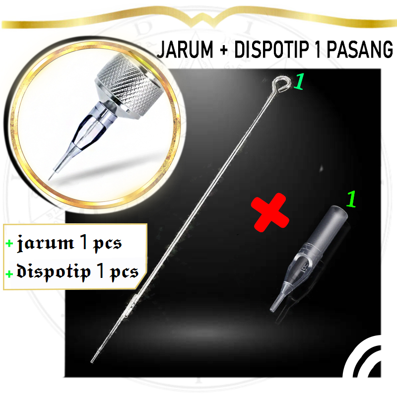Jarum & dispo tip 1 pasang  - 1 jarum & 1 dispo  -  jarum tato koil 1 pc & dispo tip 1 pc - jarum ta