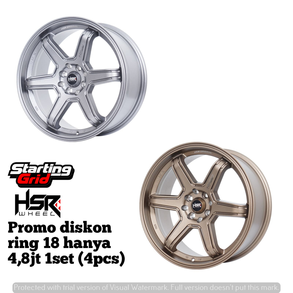 Velg mobil HSR ring 18 untuk Raize, Rocky, Sirion, City, Lancer, Mirage - Pelek R18 racing palang 6 