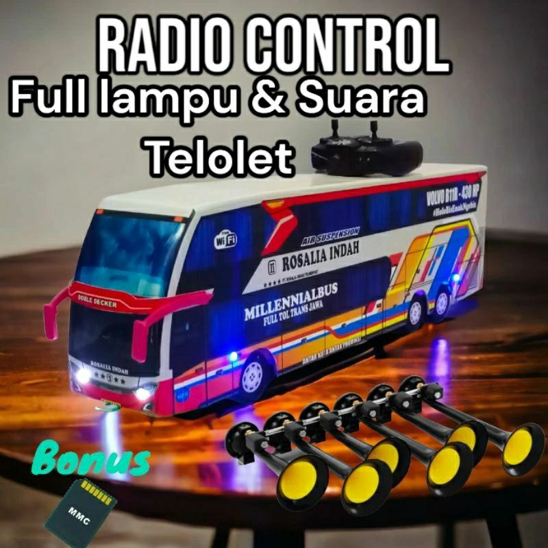 MINIATUR BUS ROSALIA INDAH REMOT CONTROL DILENGKAPI DENGAN KLAKSON BASURI