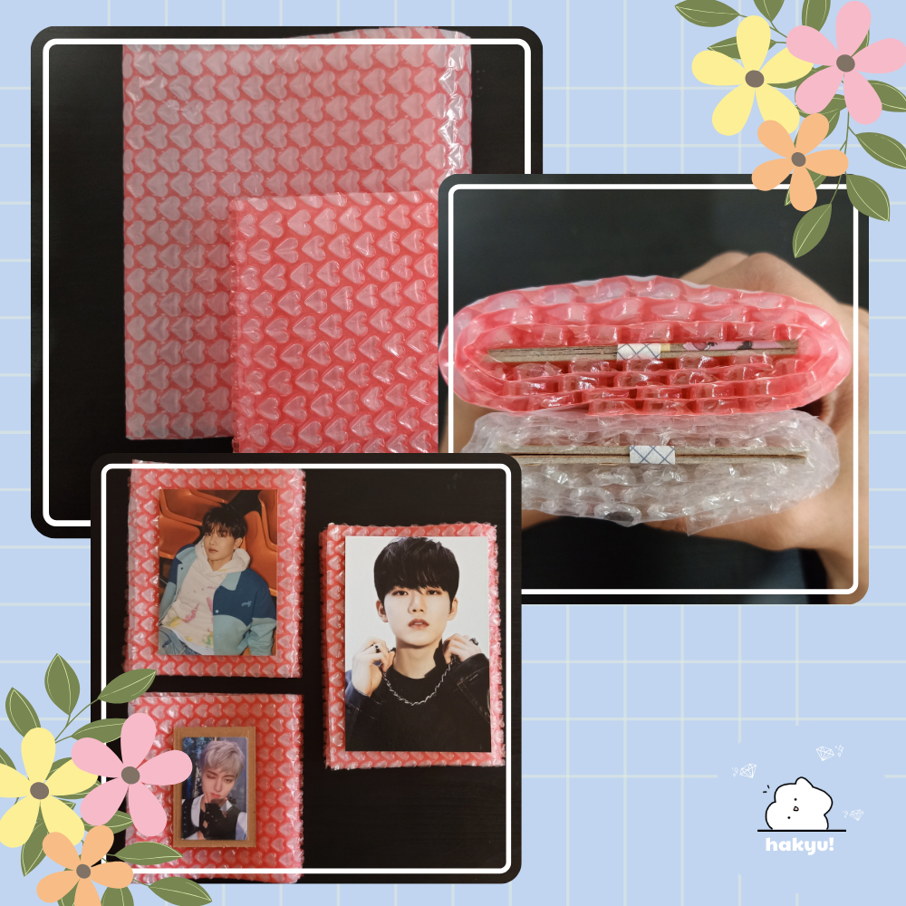 

[READY] BUBBLE WRAP BUBBLEWRAP PINK HATI HEART ECERAN PACKING PC PHOTOCARD KPOP