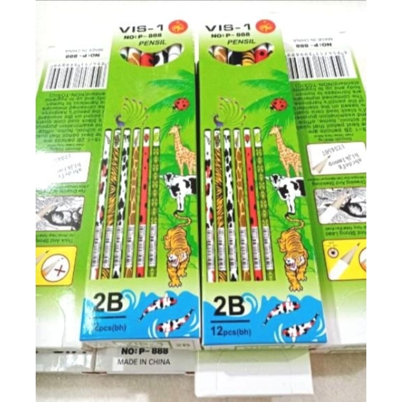 

12 picis pensil karakter hewan lucu
