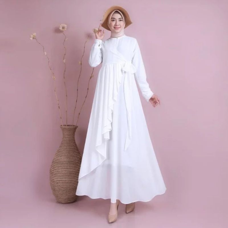 GAMIS POLOS SIMPLE ELEGAN APRILIA DRESS CERUTY BABYDOLL BAJU KONDANGAN WANITA MUSLIM KEKINIAN GAMIS 