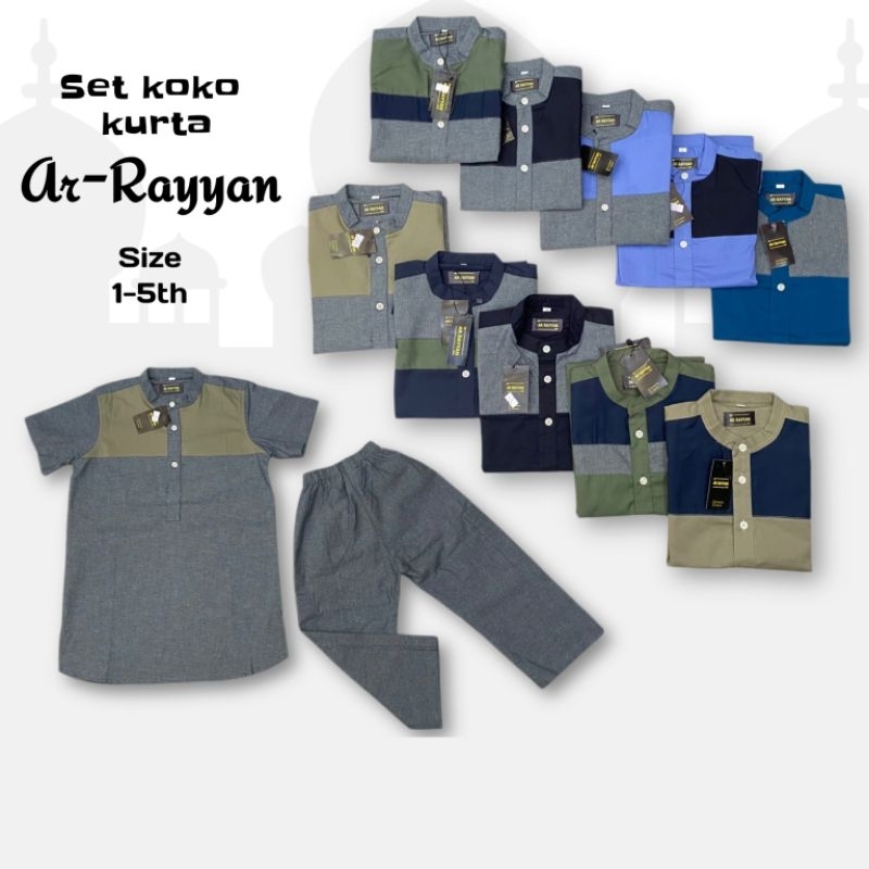 Set Koko kurta anak  setelan baju dan celana merk AR-RAYYAN