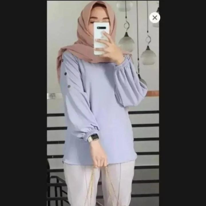 Atasan Wanita Lengan Balon Viral/Moza Blouse Wanita Kekinian/Baju Wanita Jumbo Terbaru