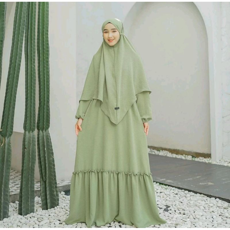 TERMURAH  BISA COD || Shakira Set Hijab Cadar Cringkle Airflow Premium By Nadaline Hijab Gamis set h