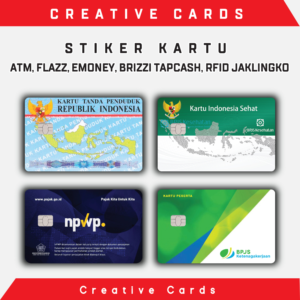 

Stiker Sticker Kartu Atm Skin Card KTP, KIS, BPJS Vinyl + Laminating Glossy Stiker BCA Mandiri Bri Bni Debit Credit Emoney, Flazz, E-toll, Tap-cash, Brizzi, RFID dll